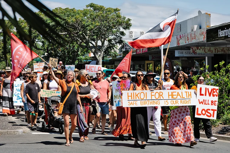 HIKOI FOR HEALTH: Between 700 to 1000 people turned out to The Strand in support of the Hikoi for Health, in protest of the downgrade of Whakatāne Hospital’s Obstetrics and Gynaecology department. Photos Samantha Scown.