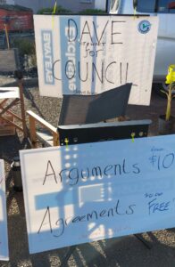 DAVE FOR COUNCIL FREE AGREEMENTS:Whakatāne District Council candidate Dave Stewart is happy not to have sold any arguments yet.