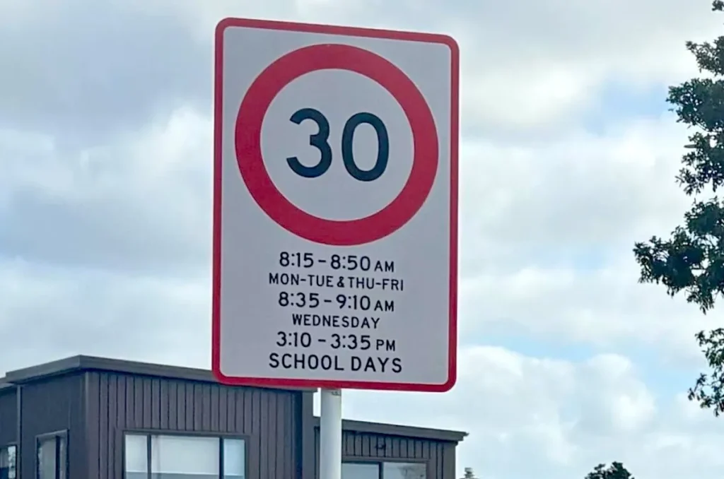 Public complaints about the legibility for drivers of new school zone speed signs prompted a review by Auckland Transport. Photo: Greater Auckland