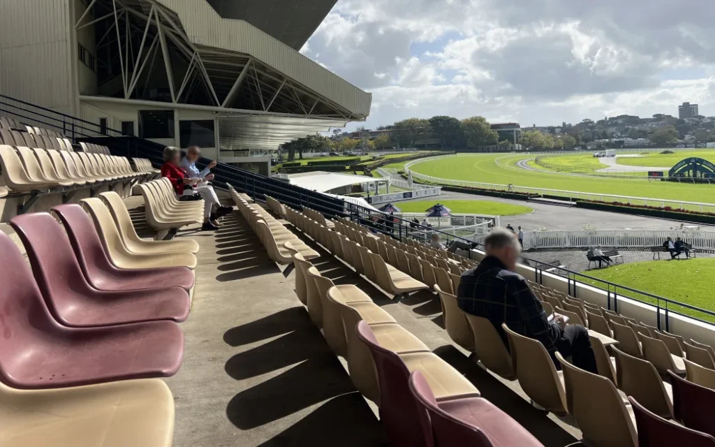 Empty seats at Ellerslie Racecourse's ANZAC Day races Photo: RNZ / Farah Hancock