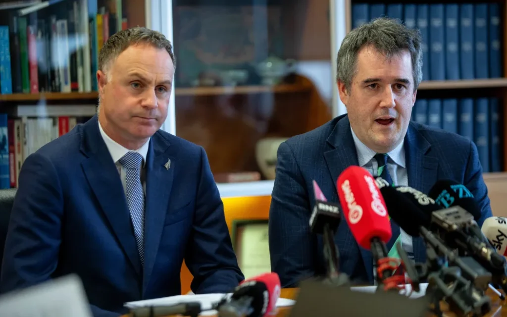 File photo. Local Government Minister Simon Watts and RMA Reform Minister Chris Bishop. Photo: RNZ/Mark Papalii