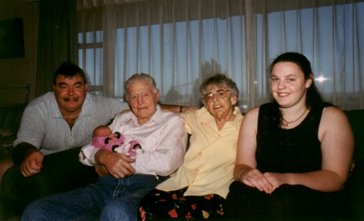 Five generations photo, L to R myself, my granddaughter in my grandfathers arms, my mother and my youngest daughter.