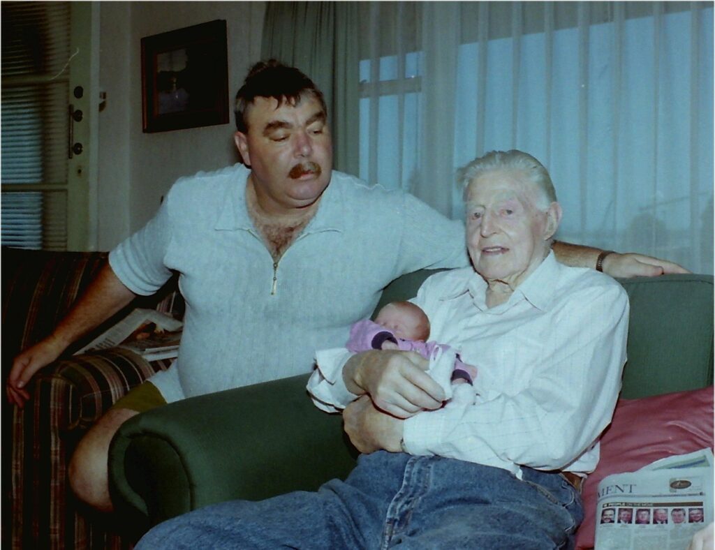 My mother's father, my grandfather, with my grand daughter.